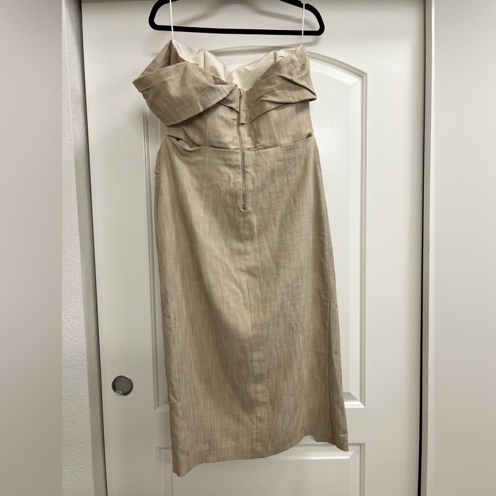 NWT Zara Structured Strapless Dress with One off the Shoulder Sleeve - Picture 6 of 12